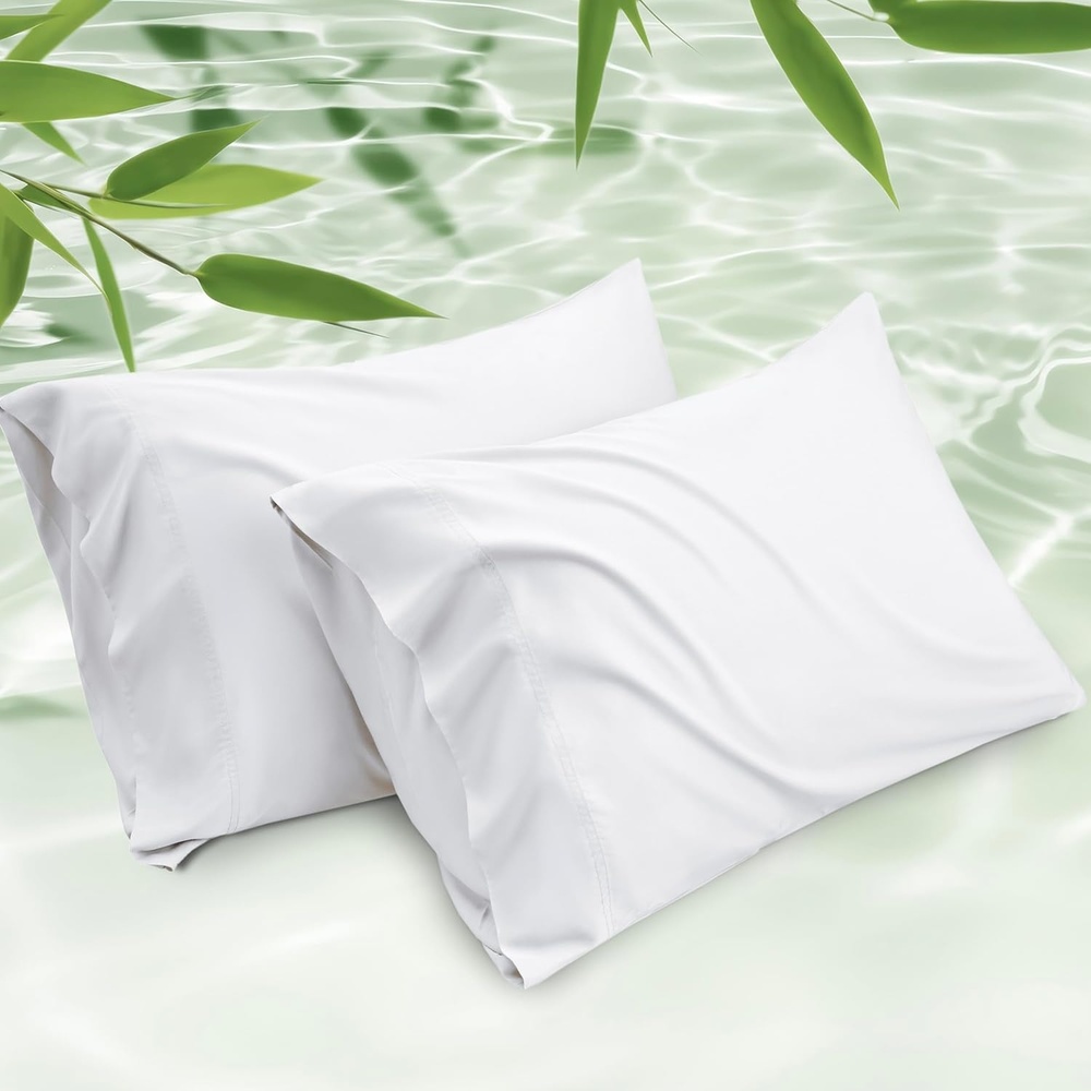 image:imageBedsure King Size Pillow Cases Set of 2 100 Rayon Derived from Bamboo  Cooling Pillowcases Similar to Silk Pillow Case Covers with Envelope Closure PureWoven Bedding Dark Grey 20x36 Inches02  White