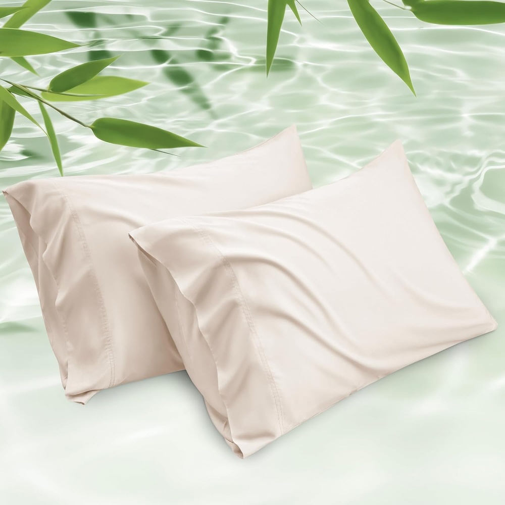 image:imageBedsure King Size Pillow Cases Set of 2 100 Rayon Derived from Bamboo Cooling Pillowcases Similar to Silk Pillow Case Covers with Envelope Closure PureWoven Bedding Dark Grey 20x36 Inches20 Ivory