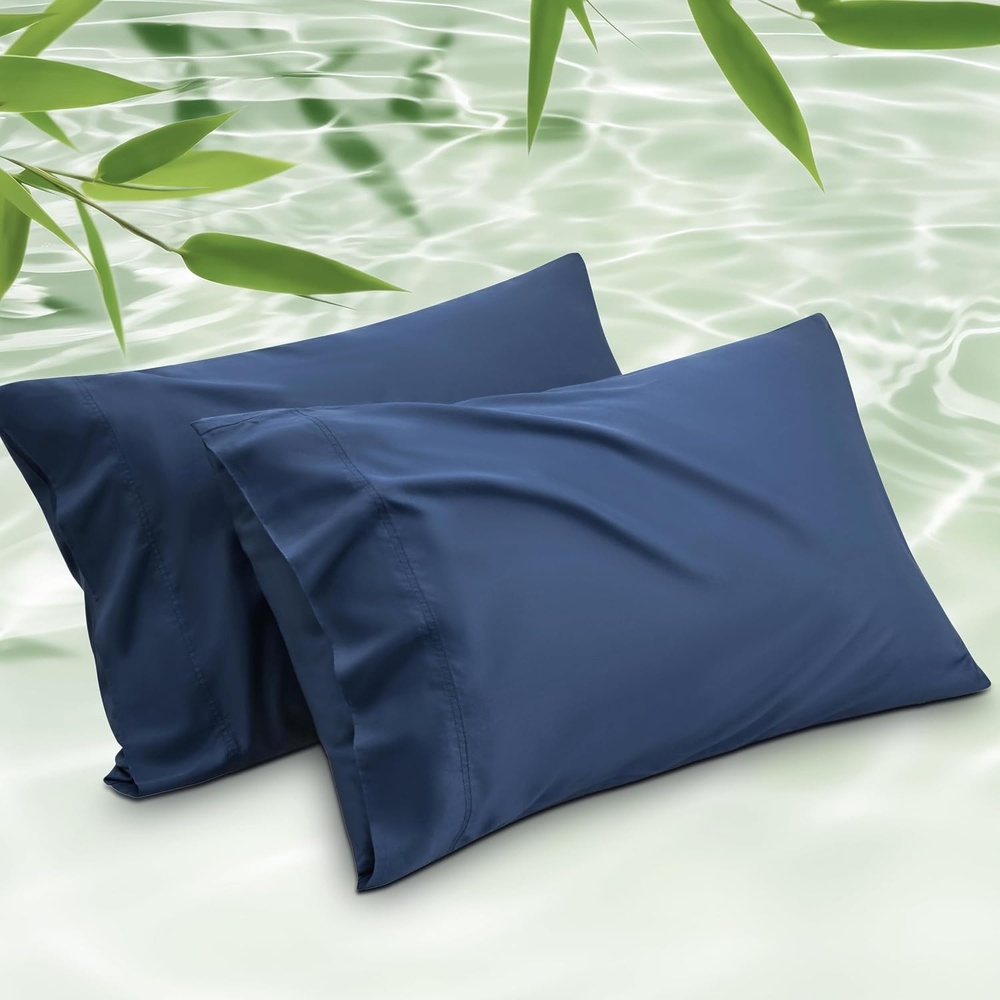 image:imageBedsure King Size Pillow Cases Set of 2 100 Rayon Derived from Bamboo  Cooling Pillowcases Similar to Silk Pillow Case Covers with Envelope Closure PureWoven Bedding Dark Grey 20x36 Inches03  Navy