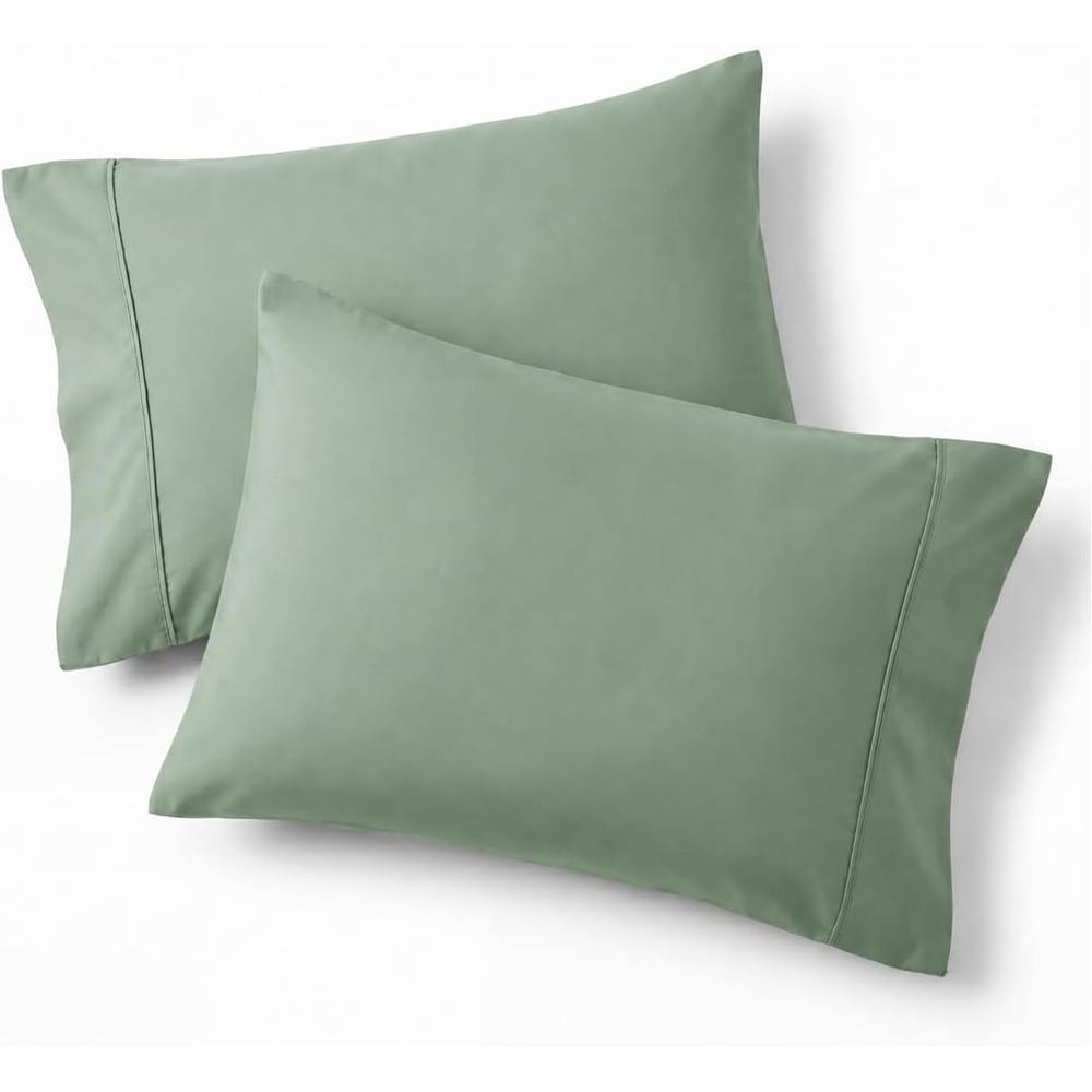 image:imageBedsure Queen Pillow Cases Set of 2 White Brushed Microfiber Pillowcase 2 Pack Super Soft Pillowcase Pillow Shams Covers with Envelope Closure for Kids Wrinkle Fade Resistant 20x30 Inches06 Sage Green