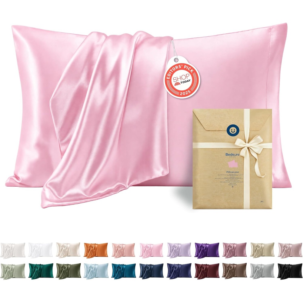 image:imageBedsure Satin Pillowcase Standard Set of 2 Silky Pillow Cases White Similar to Silk Pillow Cases Decorative Covers Room Decor Gifts for Women Men Envelope Closure For Hair Skin 20 x 2610 Pink