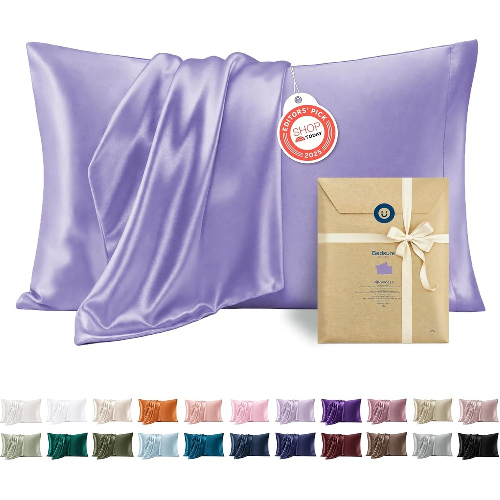 image:imageBedsure Satin Pillowcase Standard Set of 2 Silky Pillow Cases White Similar to Silk Pillow Cases Decorative Covers Room Decor Gifts for Women Men Envelope Closure For Hair Skin 20 x 2614 Lilac