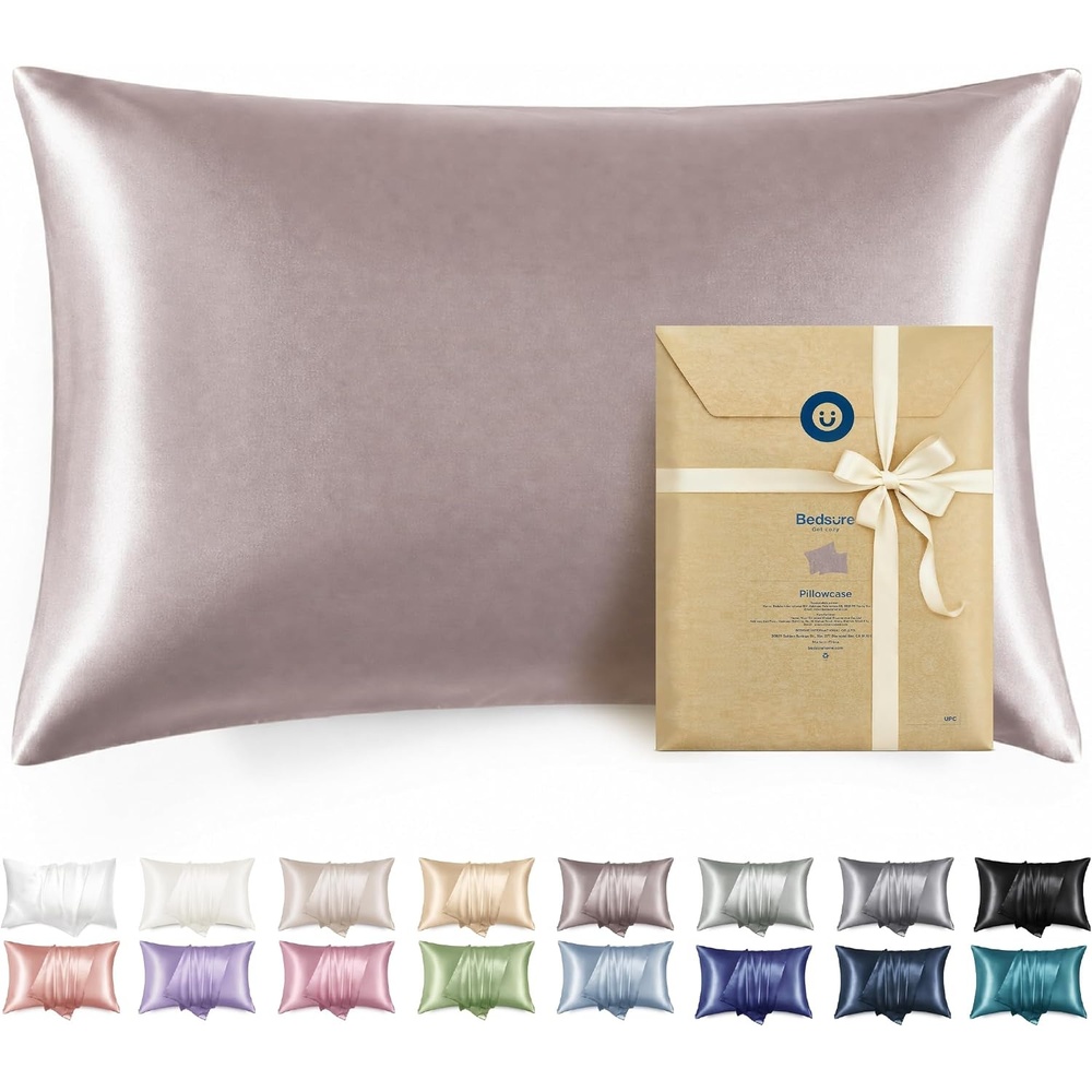 image:imageBedsure Satin Pillowcase with Zipper Similar to Silk Pillow Cases 2 Pack Satin Pillow Cases Queen Silky amp Soft Beige Pillow Covers Hair and Skin Valentines Day Gifts for Women Men 20x30 Inches10 Dusty Rose Zipper
