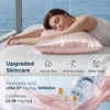 Bedsure Cooling Pillowcase for Hot Sleepers, Silk Like Pillow Case Queen Size Set of 2, Reduce Wrinkles & Frizz-Free Hair, Infused with HA & Ceramides for Skin, Hidden Zipper, Queen, White(04 – Pink)