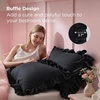 Bedsure Ruffle Pillow Cases Standard Size Set of 2, Black Pillow Shams | 2.7″ French Ruffles, Distressed Vintage Shams, Envelope Closure, Double-brushed Microfiber, 20″ x 26″, Wrinkle Fade Resistant(02 – Black)