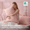 Bedsure Ruffle Pillow Cases Standard Size Set of 2, Black Pillow Shams | 2.7″ French Ruffles, Distressed Vintage Shams, Envelope Closure, Double-brushed Microfiber, 20″ x 26″, Wrinkle Fade Resistant(05 – Blush Pink)