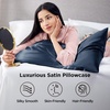 Bedsure Satin Pillowcase Standard Set of 2, Silky Pillow Cases, White | Similar to Silk Pillow Cases, Decorative Covers, Room Decor, Gifts for Women Men, Envelope Closure, For Hair Skin, 20″ x 26″(06 – Blue)