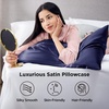 Bedsure Satin Pillowcase Standard Set of 2, Silky Pillow Cases, White | Similar to Silk Pillow Cases, Decorative Covers, Room Decor, Gifts for Women Men, Envelope Closure, For Hair Skin, 20″ x 26″(09 – Navy)