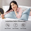 Bedsure Satin Pillowcase Standard Set of 2, Silky Pillow Cases, White | Similar to Silk Pillow Cases, Decorative Covers, Room Decor, Gifts for Women Men, Envelope Closure, For Hair Skin, 20″ x 26″(17 – Stone Blue)