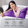 Bedsure Satin Pillowcase Standard Set of 2, Silky Pillow Cases, White | Similar to Silk Pillow Cases, Decorative Covers, Room Decor, Gifts for Women Men, Envelope Closure, For Hair Skin, 20″ x 26″(16 – Purple)