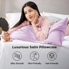 Bedsure Satin Pillowcase Standard Set of 2, Silky Pillow Cases, White | Similar to Silk Pillow Cases, Decorative Covers, Room Decor, Gifts for Women Men, Envelope Closure, For Hair Skin, 20″ x 26″(20 – Lavender)