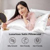 Bedsure Satin Pillowcase Standard Set of 2, Silky Pillow Cases, White | Similar to Silk Pillow Cases, Decorative Covers, Room Decor, Gifts for Women Men, Envelope Closure, For Hair Skin, 20″ x 26″(02 – Pure White)