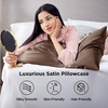 Bedsure Satin Pillowcase Standard Set of 2, Silky Pillow Cases, White | Similar to Silk Pillow Cases, Decorative Covers, Room Decor, Gifts for Women Men, Envelope Closure, For Hair Skin, 20″ x 26″(11 – Brown)