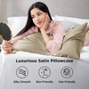 Bedsure Satin Pillowcase Standard Set of 2, Silky Pillow Cases, White | Similar to Silk Pillow Cases, Decorative Covers, Room Decor, Gifts for Women Men, Envelope Closure, For Hair Skin, 20″ x 26″(15 – Khaki)