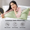 Bedsure Satin Pillowcase Standard Set of 2, Silky Pillow Cases, White | Similar to Silk Pillow Cases, Decorative Covers, Room Decor, Gifts for Women Men, Envelope Closure, For Hair Skin, 20″ x 26″(07 – Sage Green)