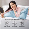 Bedsure Satin Pillowcase Standard Set of 2, Silky Pillow Cases, White | Similar to Silk Pillow Cases, Decorative Covers, Room Decor, Gifts for Women Men, Envelope Closure, For Hair Skin, 20″ x 26″(27 – Aqua)