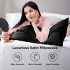 Bedsure Satin Pillowcase Standard Set of 2, Silky Pillow Cases, White | Similar to Silk Pillow Cases, Decorative Covers, Room Decor, Gifts for Women Men, Envelope Closure, For Hair Skin, 20″ x 26″(04 – Black)