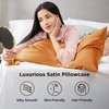 Bedsure Satin Pillowcase Standard Set of 2, Silky Pillow Cases, White | Similar to Silk Pillow Cases, Decorative Covers, Room Decor, Gifts for Women Men, Envelope Closure, For Hair Skin, 20″ x 26″(23 – Orange)