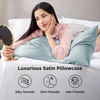 Bedsure Satin Pillowcase Standard Set of 2, Silky Pillow Cases, White | Similar to Silk Pillow Cases, Decorative Covers, Room Decor, Gifts for Women Men, Envelope Closure, For Hair Skin, 20″ x 26″(22 – Light Turquoise)