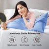 Bedsure Satin Pillowcase Standard Set of 2, Silky Pillow Cases, White | Similar to Silk Pillow Cases, Decorative Covers, Room Decor, Gifts for Women Men, Envelope Closure, For Hair Skin, 20″ x 26″(19 – Sky Blue)