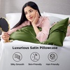 Bedsure Satin Pillowcase Standard Set of 2, Silky Pillow Cases, White | Similar to Silk Pillow Cases, Decorative Covers, Room Decor, Gifts for Women Men, Envelope Closure, For Hair Skin, 20″ x 26″(26 – Moss)