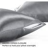 Bedsure Satin Pillowcase with Zipper, Similar to Silk Pillow Cases 2 Pack, Satin Pillow Cases Queen, Silky & Soft Beige Pillow Covers Hair and Skin, Valentines Day Gifts for Women Men, 20×30 Inches(05 – Dark Grey – Zipper)