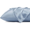 Bedsure Satin Pillowcase with Zipper, Similar to Silk Pillow Cases 2 Pack, Satin Pillow Cases Queen, Silky & Soft Beige Pillow Covers Hair and Skin, Valentines Day Gifts for Women Men, 20×30 Inches(12 – Stone Blue – Zipper)
