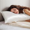 Bedsure Satin Pillowcase with Zipper, Similar to Silk Pillow Cases 2 Pack, Satin Pillow Cases Queen, Silky & Soft Beige Pillow Covers Hair and Skin, Valentines Day Gifts for Women Men, 20×30 Inches(02 – White – Zipper)