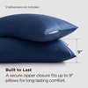 Bedsure Zipper Pillow Cases Queen Size from Rayon Derived from Bamboo | Cooling Pillowcase for Hot Sleepers, Soft & PureWoven Pillow Covers, Gift, Light Blue, 20×30 Inches(03 – Navy)