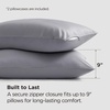 Bedsure Zipper Pillow Cases Queen Size from Rayon Derived from Bamboo | Cooling Pillowcase for Hot Sleepers, Soft & PureWoven Pillow Covers, Gift, Light Blue, 20×30 Inches(01 – Grey)