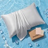 Bedsure Cooling Pillowcase for Hot Sleepers, Silk Like Pillow Case Queen Size Set of 2, Reduce Wrinkles & Frizz-Free Hair, Infused with HA & Ceramides for Skin, Hidden Zipper, Queen, White(03 – Grey)