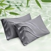 Bedsure King Size Pillow Cases Set of 2, 100% Rayon Derived from Bamboo | Cooling Pillowcases, Similar to Silk Pillow Case Covers with Envelope Closure, PureWoven Bedding, Dark Grey, 20×36 Inches(01 – Dark Grey)