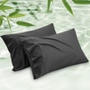 Bedsure King Size Pillow Cases Set of 2, 100% Rayon Derived from Bamboo | Cooling Pillowcases, Similar to Silk Pillow Case Covers with Envelope Closure, PureWoven Bedding, Dark Grey, 20×36 Inches(04 – Black)