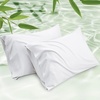 Bedsure King Size Pillow Cases Set of 2, 100% Rayon Derived from Bamboo | Cooling Pillowcases, Similar to Silk Pillow Case Covers with Envelope Closure, PureWoven Bedding, Dark Grey, 20×36 Inches(02 – White)