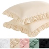 Bedsure Ruffle Pillow Cases Standard Size Set of 2, Black Pillow Shams | 2.7″ French Ruffles, Distressed Vintage Shams, Envelope Closure, Double-brushed Microfiber, 20″ x 26″, Wrinkle Fade Resistant(03 – Beige)
