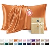 Bedsure Satin Pillowcase Standard Set of 2, Silky Pillow Cases, White | Similar to Silk Pillow Cases, Decorative Covers, Room Decor, Gifts for Women Men, Envelope Closure, For Hair Skin, 20″ x 26″(23 – Orange)