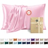 Bedsure Satin Pillowcase Standard Set of 2, Silky Pillow Cases, White | Similar to Silk Pillow Cases, Decorative Covers, Room Decor, Gifts for Women Men, Envelope Closure, For Hair Skin, 20″ x 26″(10 – Pink)