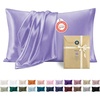 Bedsure Satin Pillowcase Standard Set of 2, Silky Pillow Cases, White | Similar to Silk Pillow Cases, Decorative Covers, Room Decor, Gifts for Women Men, Envelope Closure, For Hair Skin, 20″ x 26″(14 – Lilac)