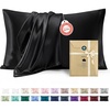Bedsure Satin Pillowcase Standard Set of 2, Silky Pillow Cases, White | Similar to Silk Pillow Cases, Decorative Covers, Room Decor, Gifts for Women Men, Envelope Closure, For Hair Skin, 20″ x 26″(04 – Black)