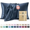 Bedsure Satin Pillowcase Standard Set of 2, Silky Pillow Cases, White | Similar to Silk Pillow Cases, Decorative Covers, Room Decor, Gifts for Women Men, Envelope Closure, For Hair Skin, 20″ x 26″(06 – Blue)