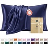 Bedsure Satin Pillowcase Standard Set of 2, Silky Pillow Cases, White | Similar to Silk Pillow Cases, Decorative Covers, Room Decor, Gifts for Women Men, Envelope Closure, For Hair Skin, 20″ x 26″(09 – Navy)