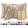 Bedsure Satin Pillowcase Standard Set of 2, Silky Pillow Cases, White | Similar to Silk Pillow Cases, Decorative Covers, Room Decor, Gifts for Women Men, Envelope Closure, For Hair Skin, 20″ x 26″(15 – Khaki)