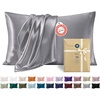 Bedsure Satin Pillowcase Standard Set of 2, Silky Pillow Cases, White | Similar to Silk Pillow Cases, Decorative Covers, Room Decor, Gifts for Women Men, Envelope Closure, For Hair Skin, 20″ x 26″(05 – Dark Grey)
