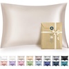 Bedsure Satin Pillowcase with Zipper, Similar to Silk Pillow Cases 2 Pack, Satin Pillow Cases Queen, Silky & Soft Beige Pillow Covers Hair and Skin, Valentines Day Gifts for Women Men, 20×30 Inches(01 – Beige – Zipper)