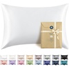 Bedsure Satin Pillowcase with Zipper, Similar to Silk Pillow Cases 2 Pack, Satin Pillow Cases Queen, Silky & Soft Beige Pillow Covers Hair and Skin, Valentines Day Gifts for Women Men, 20×30 Inches(02 – White – Zipper)