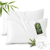 Bedsure Zipper Pillow Cases Queen Size from Rayon Derived from Bamboo | Cooling Pillowcase for Hot Sleepers, Soft & PureWoven Pillow Covers, Gift, Light Blue, 20×30 Inches(02 – White)