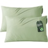 Bedsure Zipper Pillow Cases Queen Size from Rayon Derived from Bamboo | Cooling Pillowcase for Hot Sleepers, Soft & PureWoven Pillow Covers, Gift, Light Blue, 20×30 Inches(07 – Green)