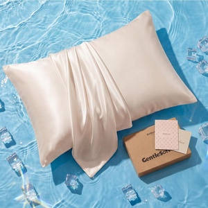Bedsure Cooling Pillowcase for Hot Sleepers, Silk Like Pillow Case Queen Size Set of 2, Reduce Wrinkles & Frizz-Free Hair, Infused with HA & Ceramides for Skin, Hidden Zipper, Queen, White(02 – Beige)