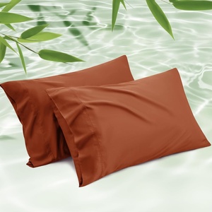 Bedsure King Size Pillow Cases Set of 2, 100% Rayon Derived from Bamboo | Cooling Pillowcases, Similar to Silk Pillow Case Covers with Envelope Closure, PureWoven Bedding, Dark Grey, 20×36 Inches(18 – Burnt Orange)