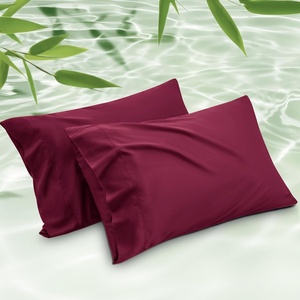 Bedsure King Size Pillow Cases Set of 2, 100% Rayon Derived from Bamboo | Cooling Pillowcases, Similar to Silk Pillow Case Covers with Envelope Closure, PureWoven Bedding, Dark Grey, 20×36 Inches(22-burgundy)